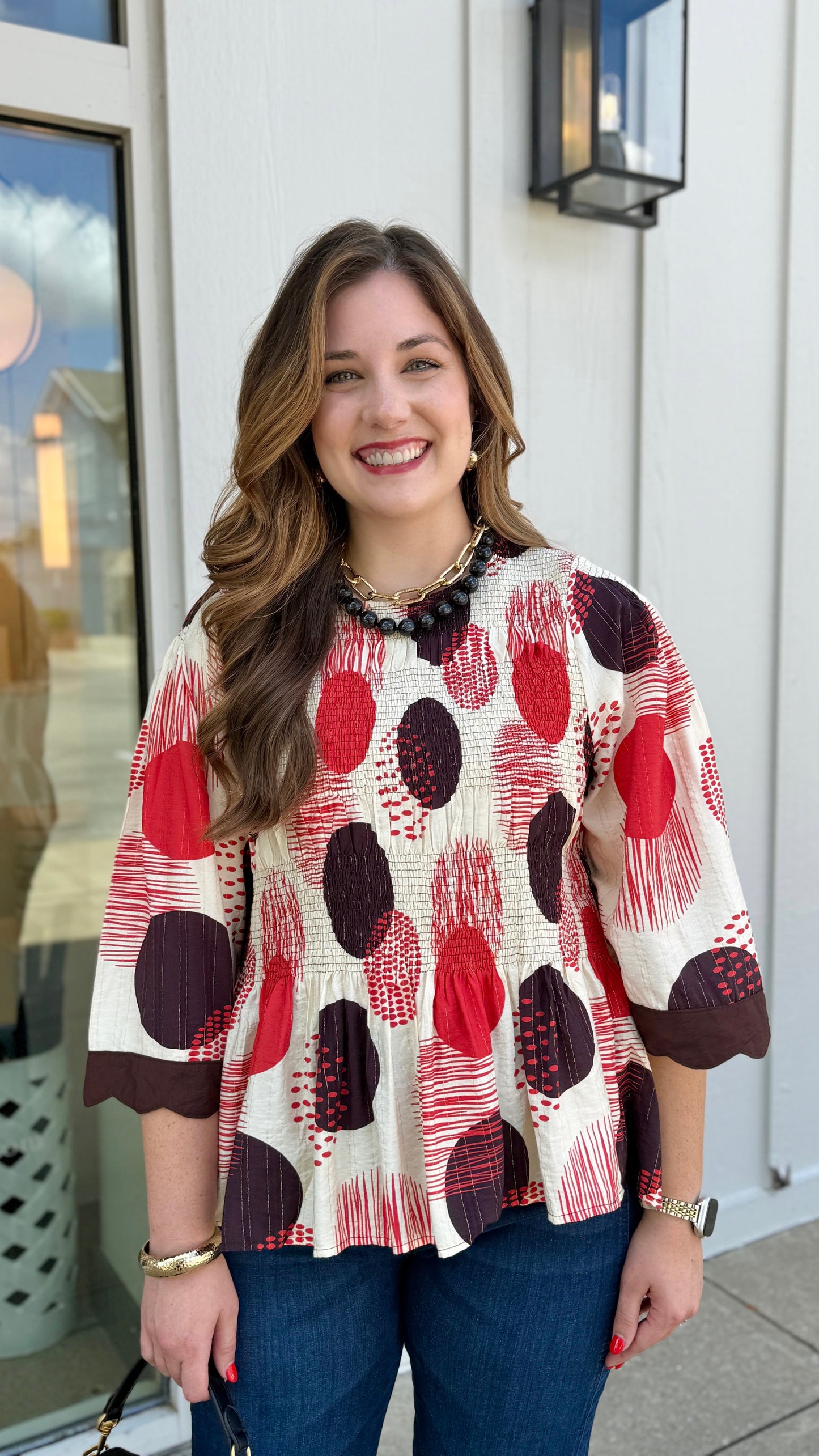 Rosie Smocked Bodice Circle Top - Teaberry