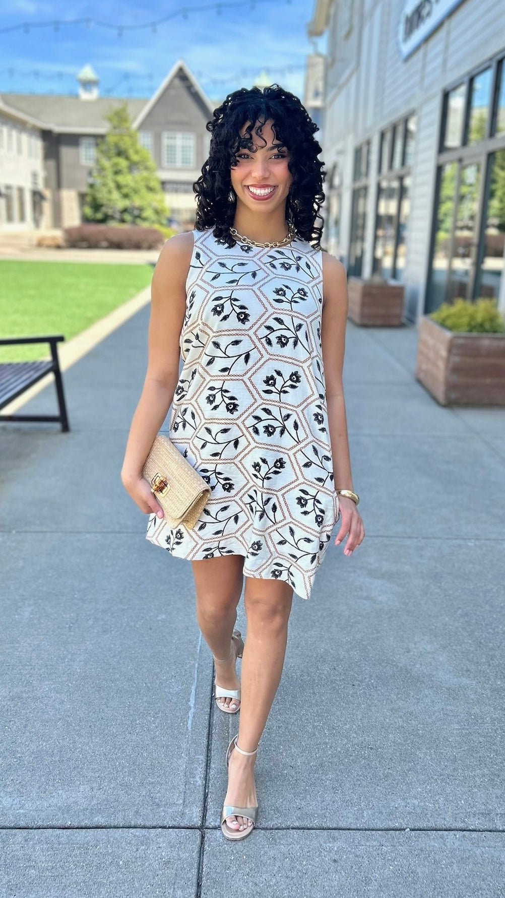 Jessie Floral Dress - Oat & Black