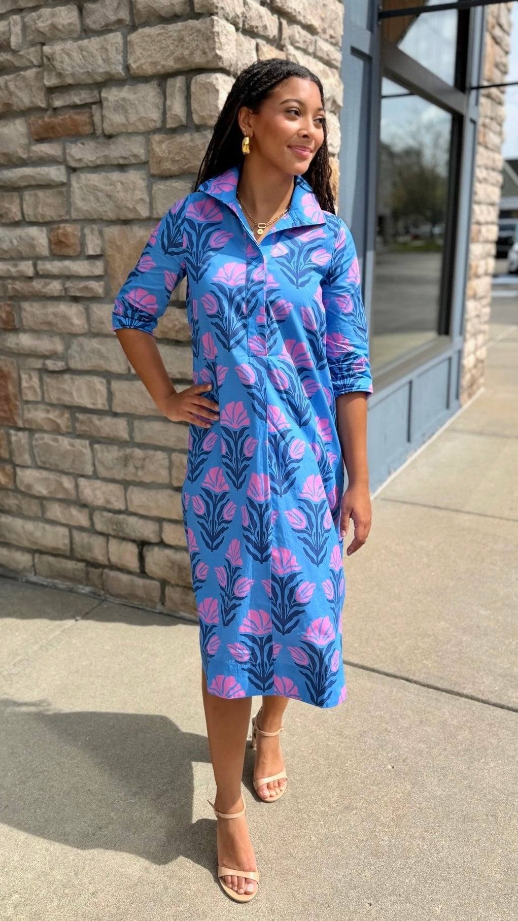 Katherine Swing Shift Dress - Sky