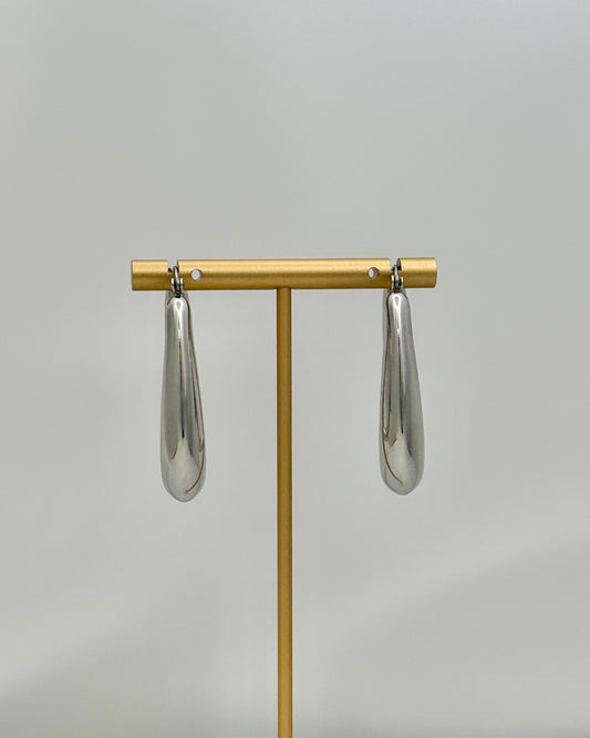 Silver Rectangle Hoop Earrings