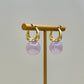 Lavender Pearl Drop Hoop Earrings