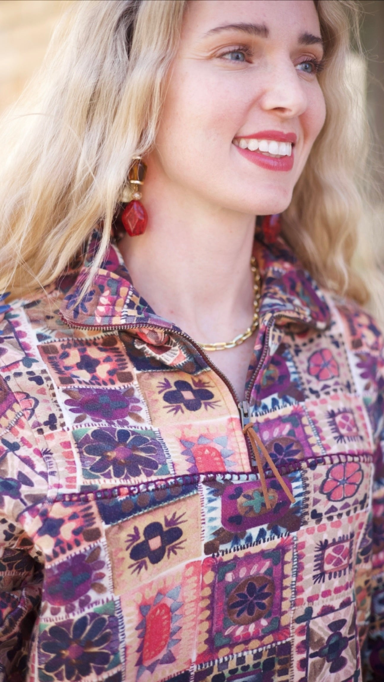 Ivy Jane Zip Front Terry Popover - Plum