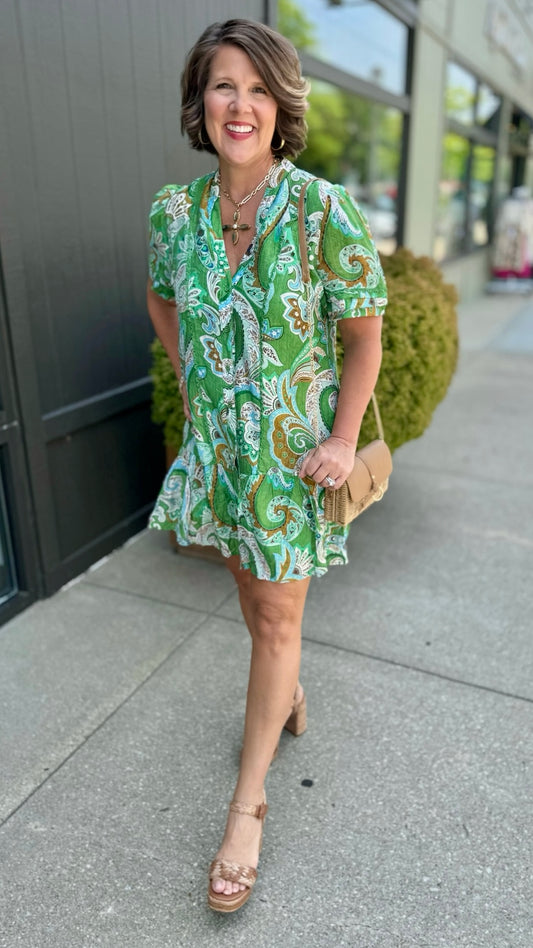 Matcha Paisley Floral Dress
