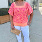 Sister Mary Solana Pink Embroidered Top - Melon