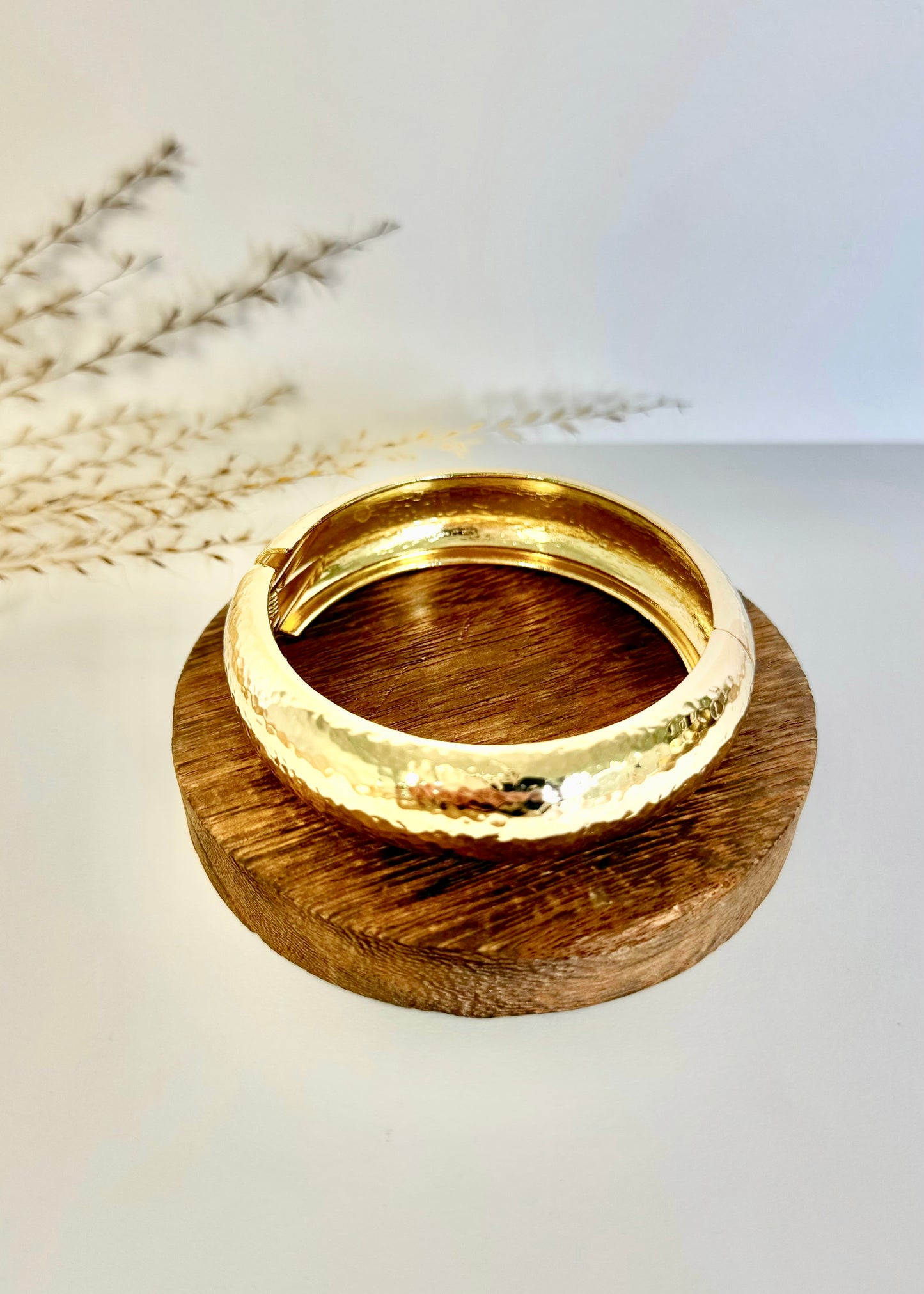 Gold Hammered Bangle Bracelet