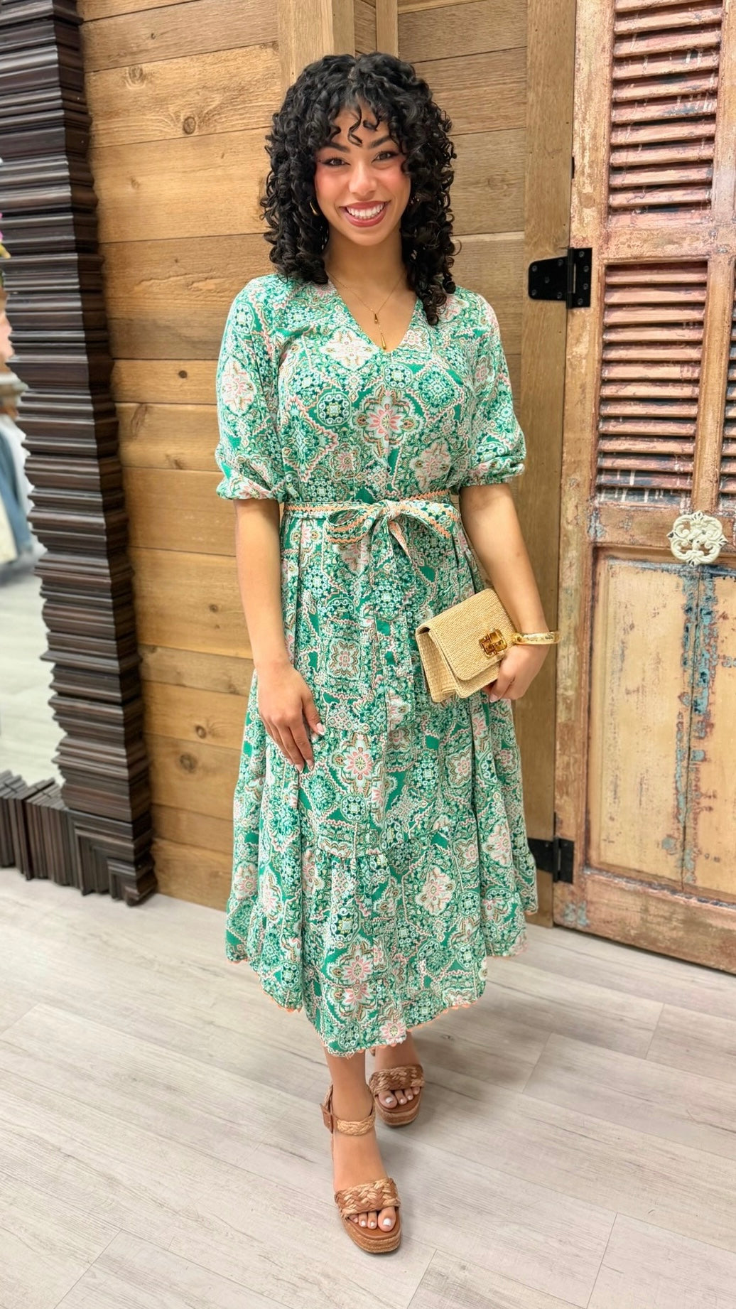 Uncle Frank Midi Tiered Dress - Green