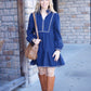 Emma Embroidered Dress - Navy