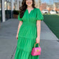 Summer Smocked Maxi Dress - Green