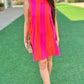 Carmela Colorblock Dress - Fuchsia and Red