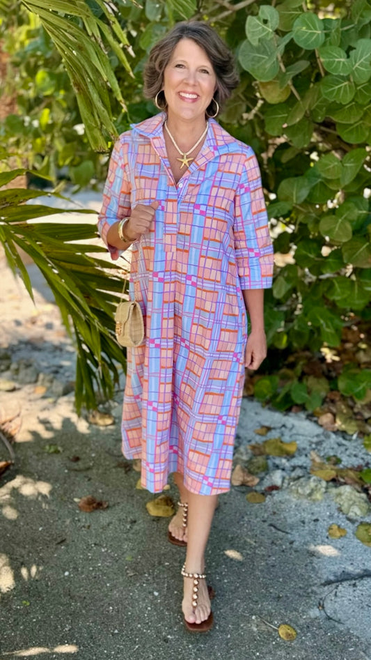 Uncle Frank Plaid Midi Swing Dress - Multi