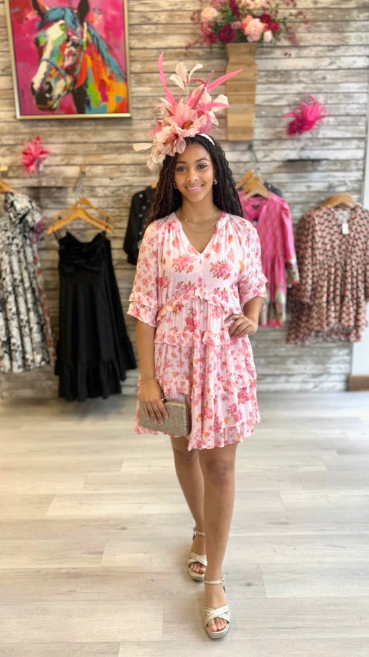 Angie Ruffle Dress - Pink