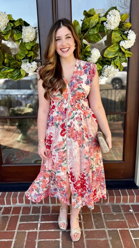 Daphne Floral Dress - Fuchsia Mix