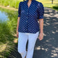 Riley Polka Dot Top - Navy & White