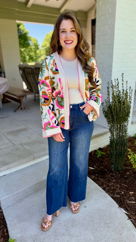 Nicole Kimono Top - Natural Multi