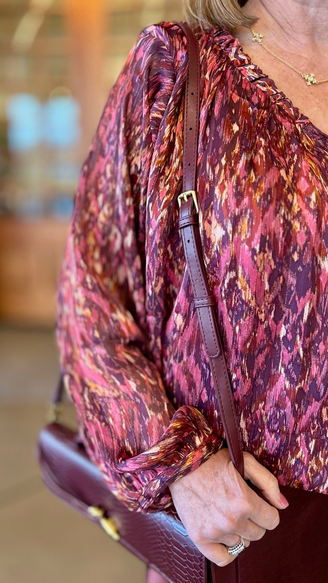 Dear John Piaf Top- Pomegranate