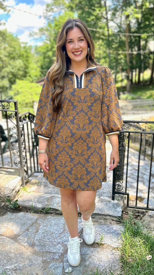 Azalea Knit Tapestry Dress - Toffee