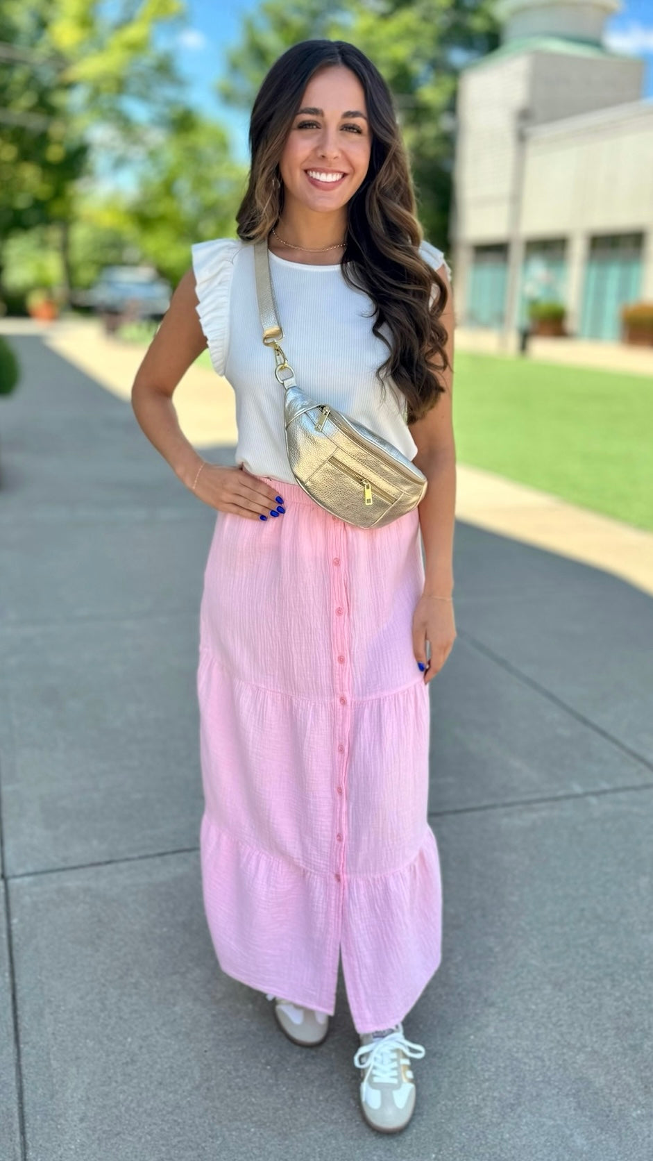 Bobi Tiered Maxi Skirt - Rose Quartz
