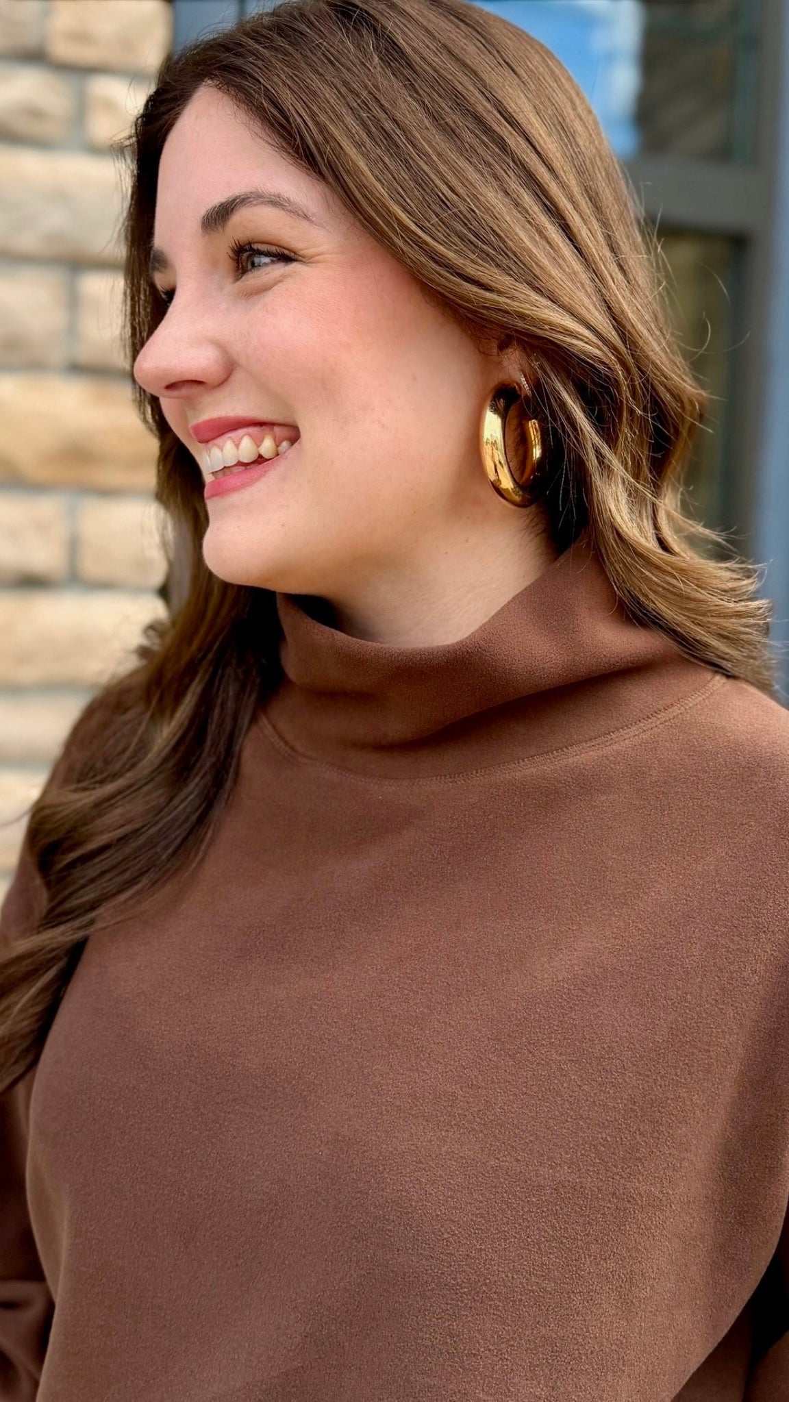 Coco Brown Mock Neck Pullover