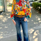 Rust Floral Silky Blouse