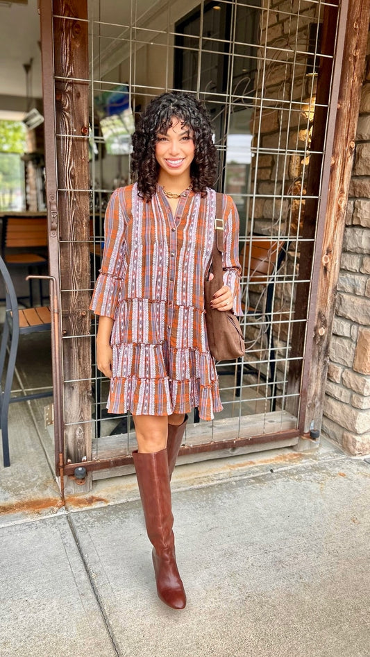 Uncle Frank Multi Tiered Plaid Dress