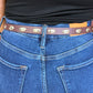 Coffee Leather Belt With Silver Oval Studs