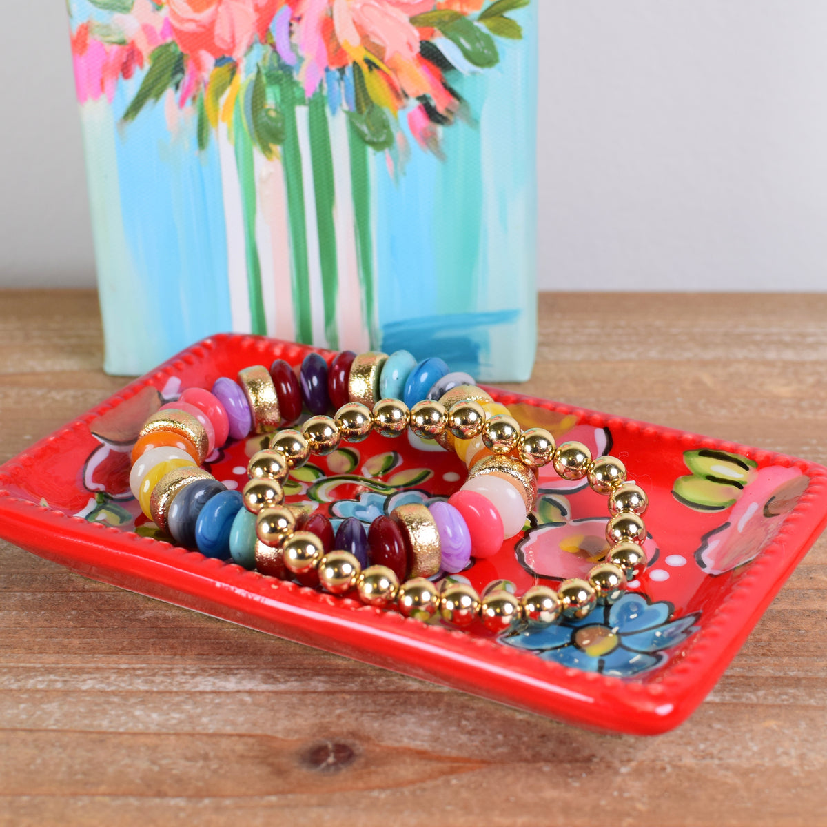 Red Floral Trinket Tray