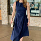 Daniella Linen Midi Dress - Navy