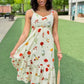 Marie Poppy Midi Dress - Ivory