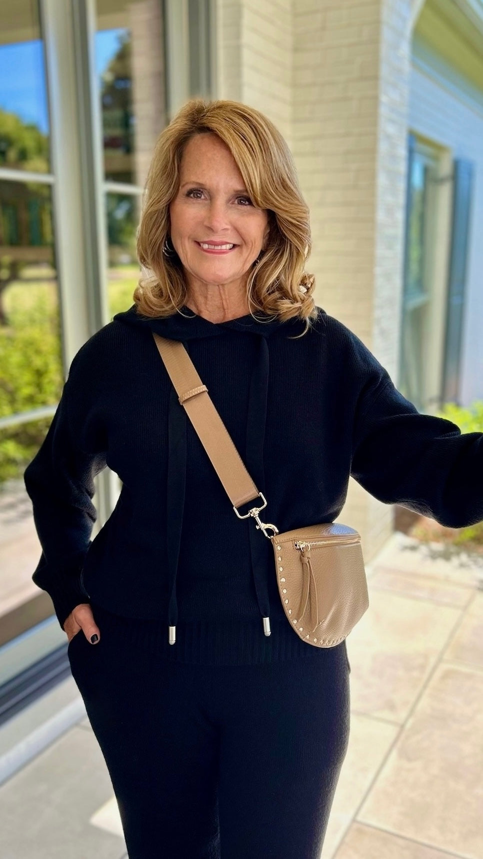 Sweater Knit Hoodie - Black