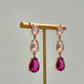 Linear Tear Drop Earrings - Pink