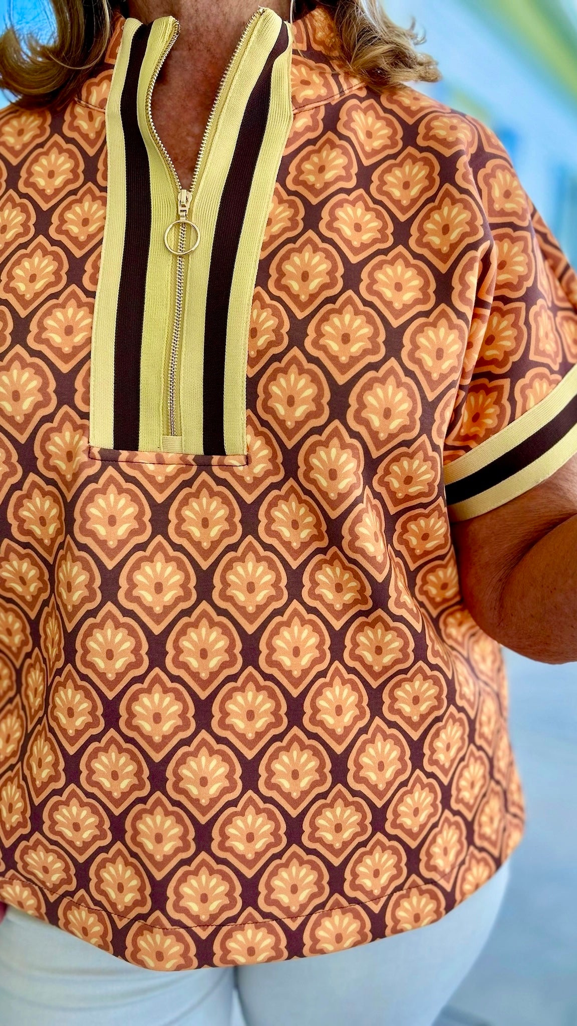Orange & Yellow Print Top