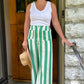 Kaleen Stripe Pant - Kelly Green & White