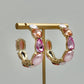 Glass Stone Hoops - Pink Multi
