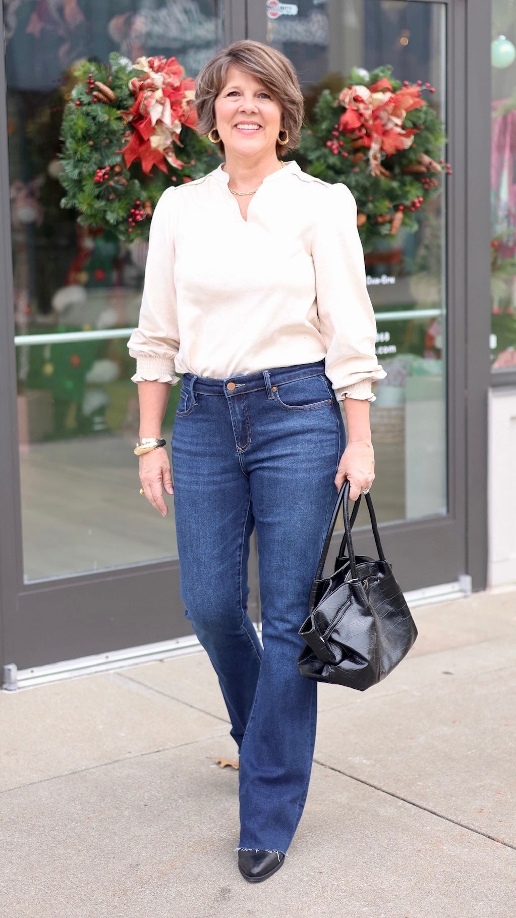 Ivy Jane Long Sleeve Suede Top - Ivory