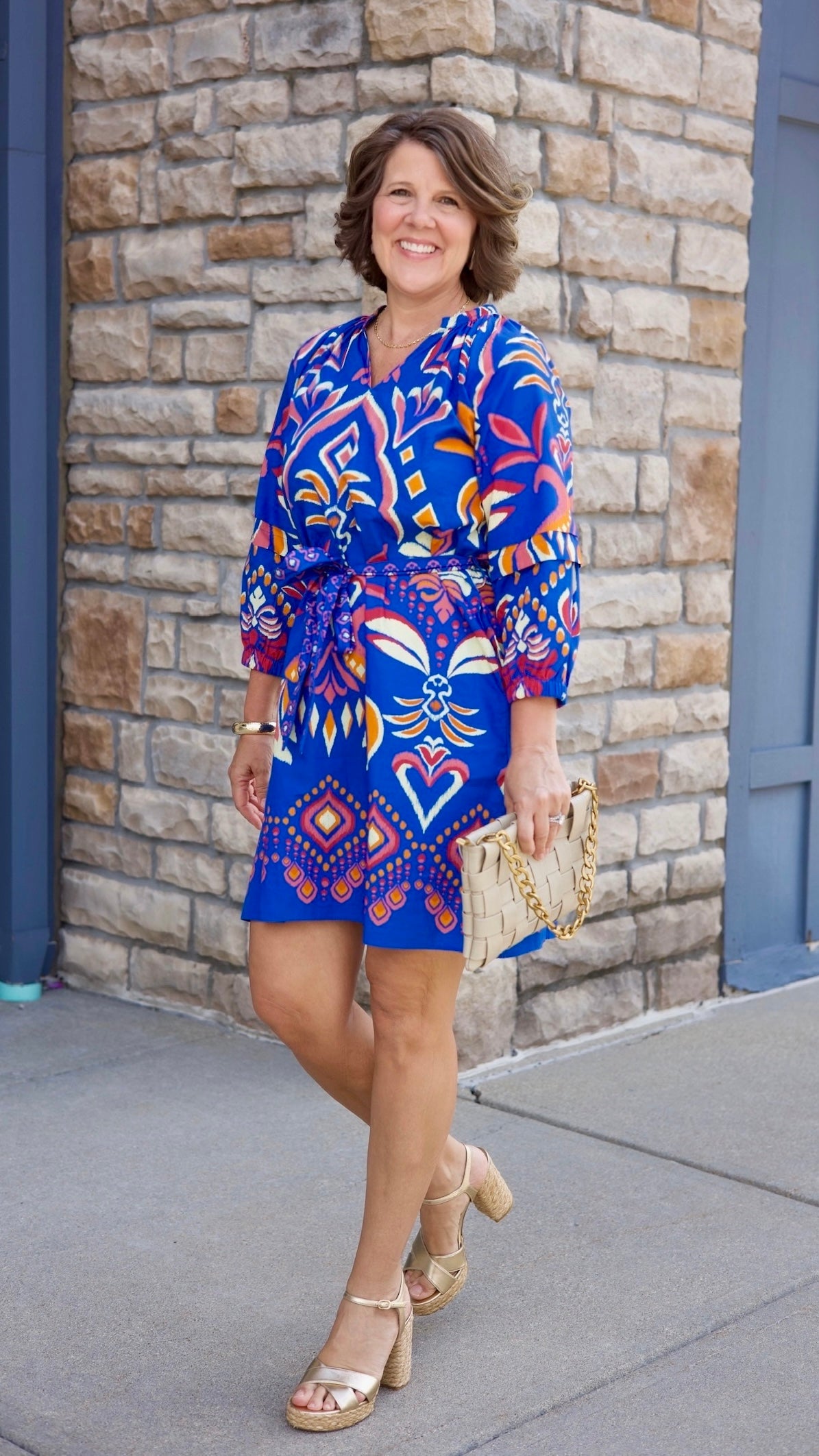 Gia Cobalt Ikat Dress