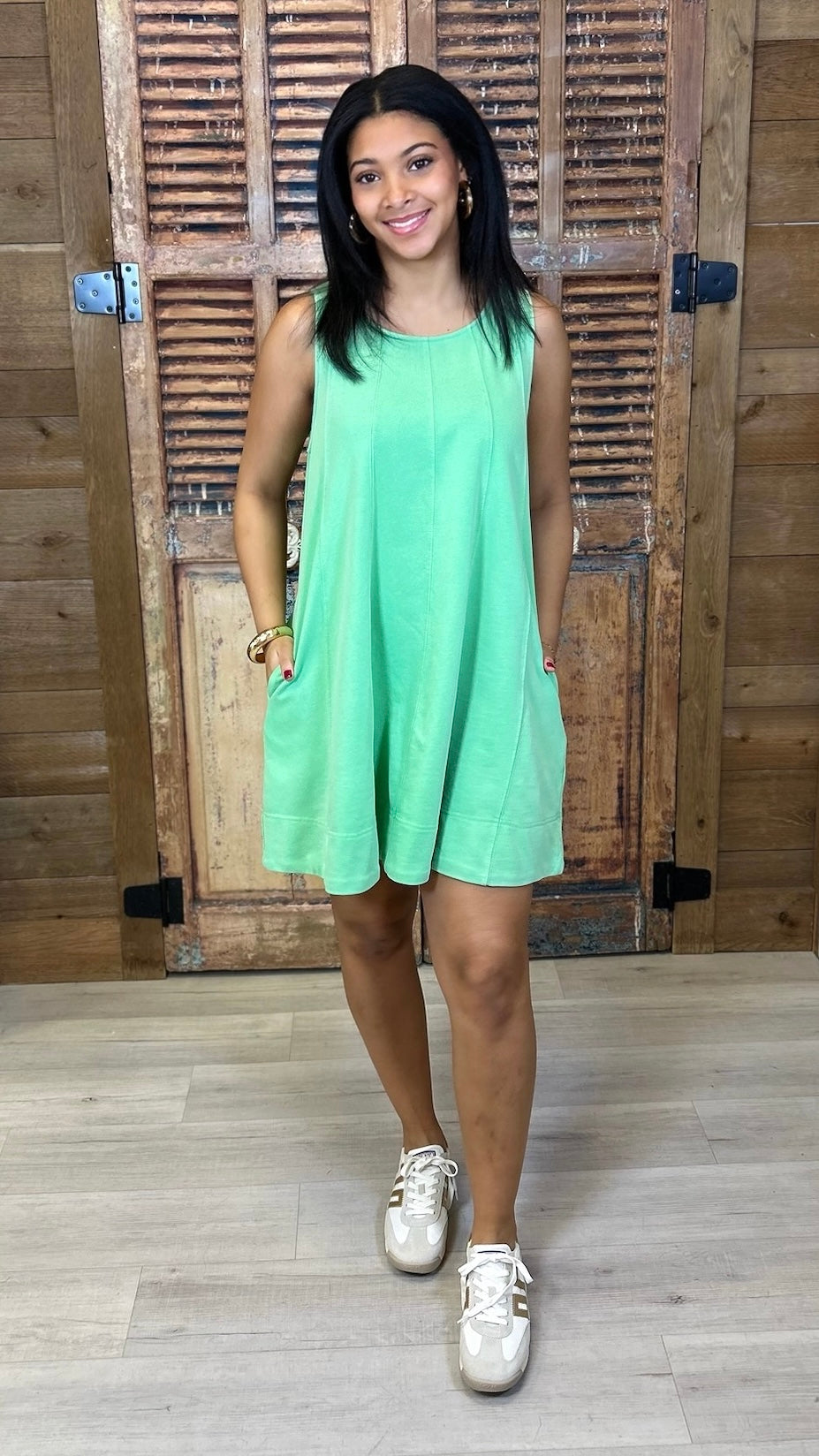 Kameron Sleeveless Dress - Apple Green