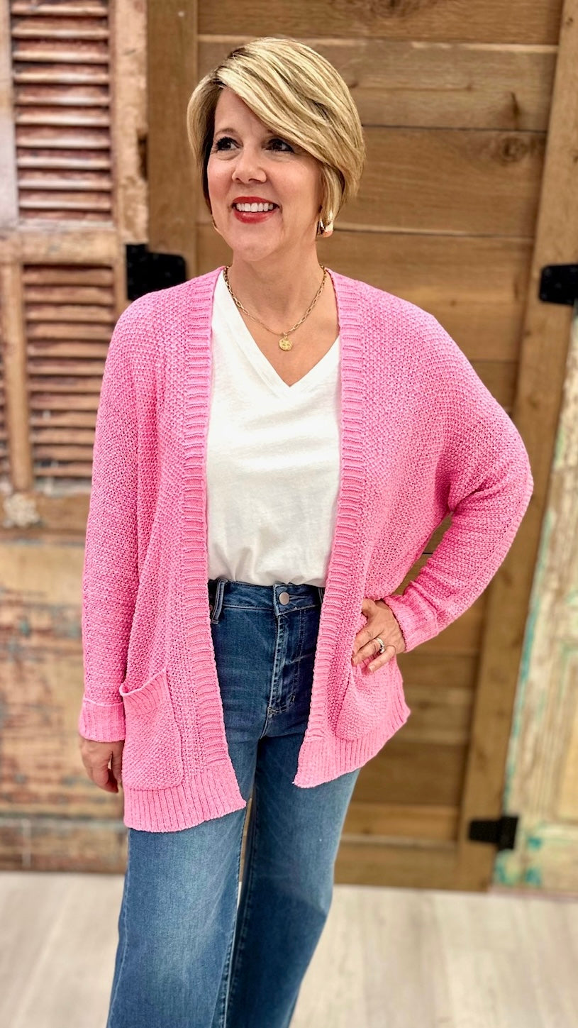 Slouch Knit Cardigan - Pink
