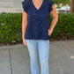 Navy Dotty Flutter Sleeve Top