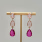 Linear Tear Drop Earrings - Pink