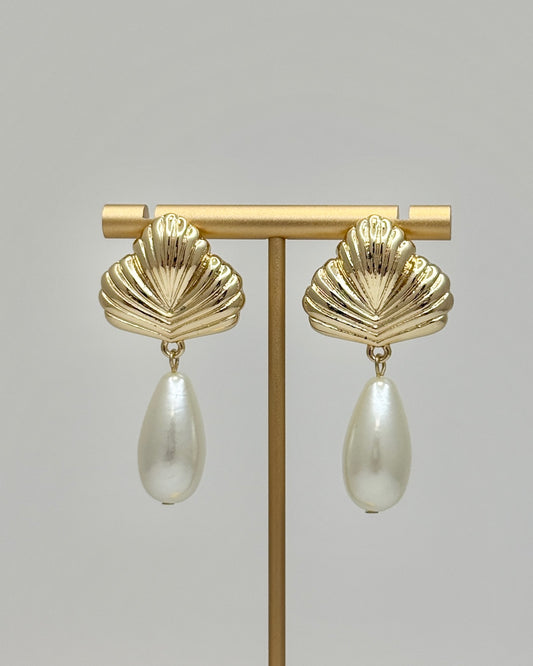 Leaf & Pearl Drop Earrings