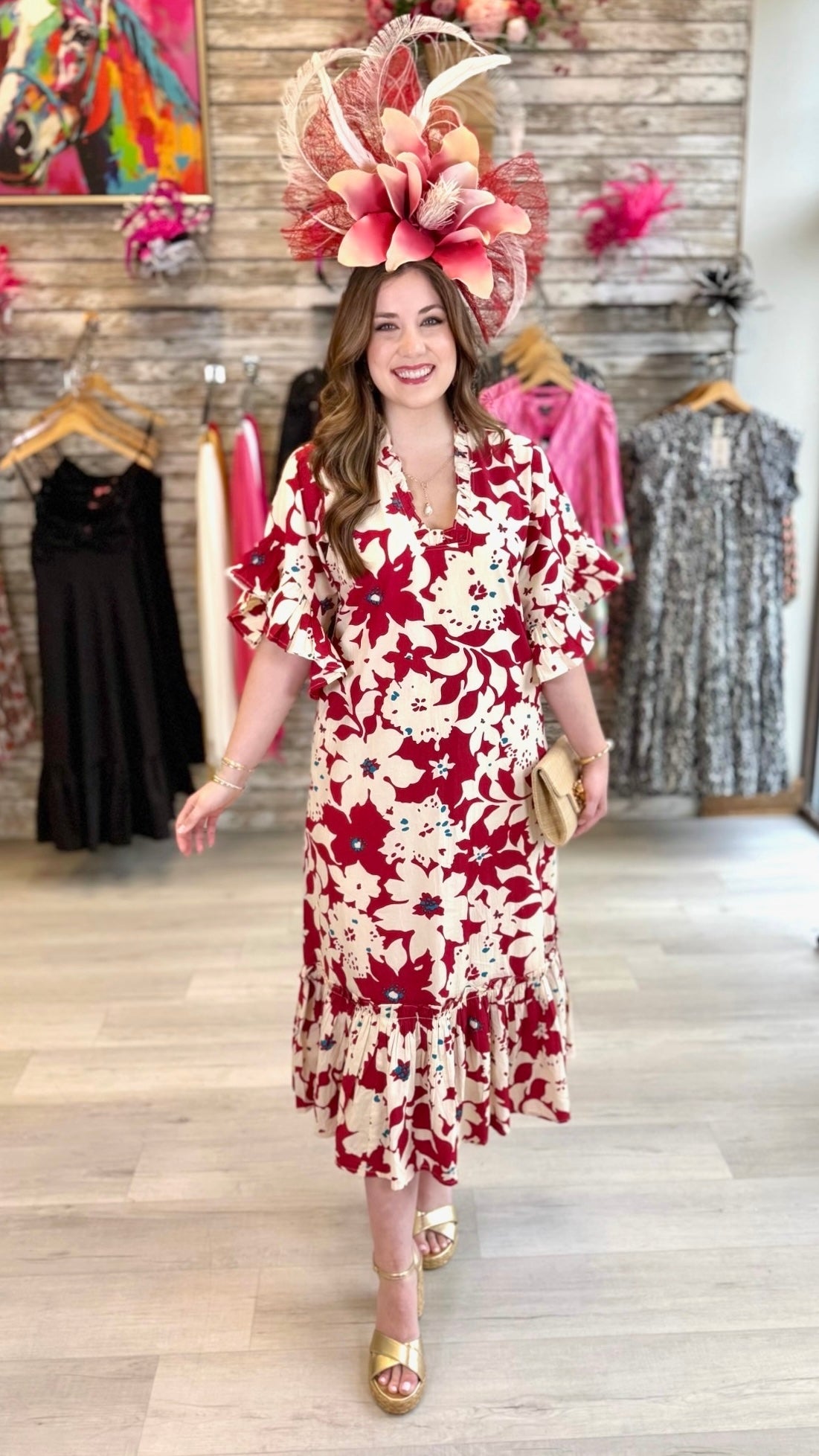 Soleil Floral Dress - Red