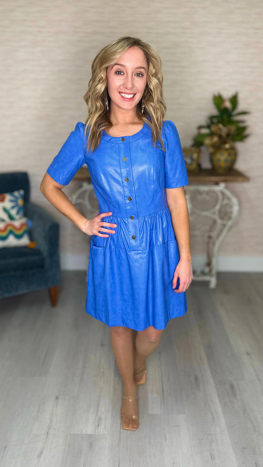 Tyler Boe Bermuda Jillian Faux Leather Dress - Blue
