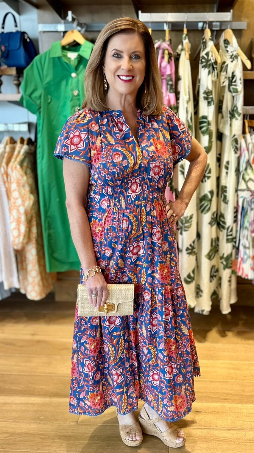 Uncle Frank Shirred Front Dress - Navy