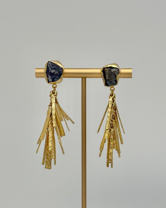 Earth Stone & Fringe Earrings