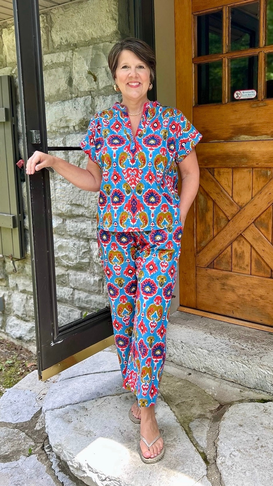 Ivy Jane Ikat Pant - Blue Mix