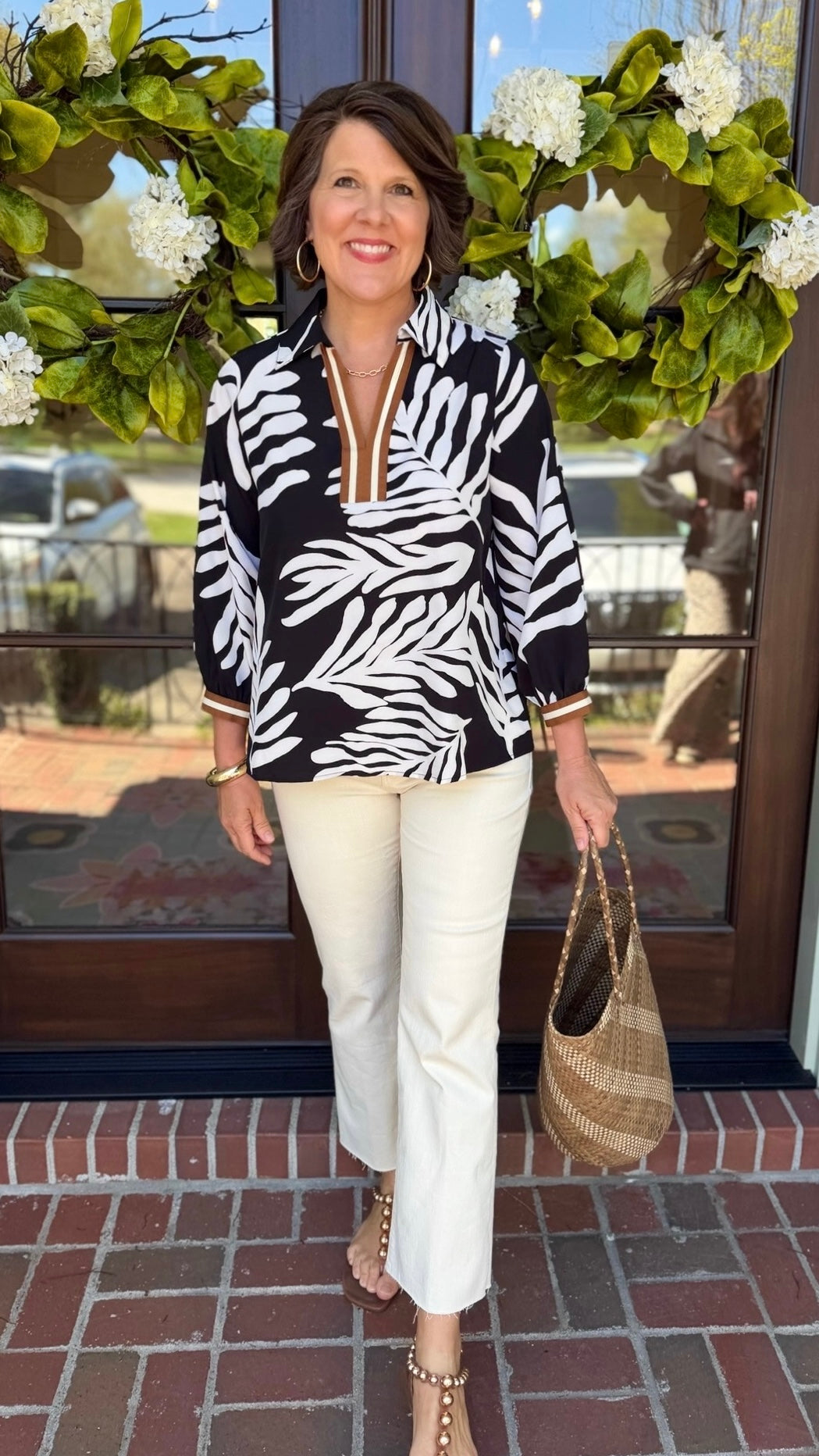 Megan Palm Tree Top - Black