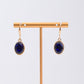 Navy Oval Crystal Earrings