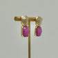 Bold Square Stone Earrings - Magenta