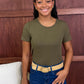 Sand Leather Belt - Gold Oval Buckle