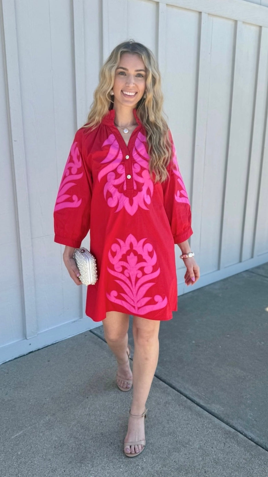 Clarissa Dress - Red & Pink